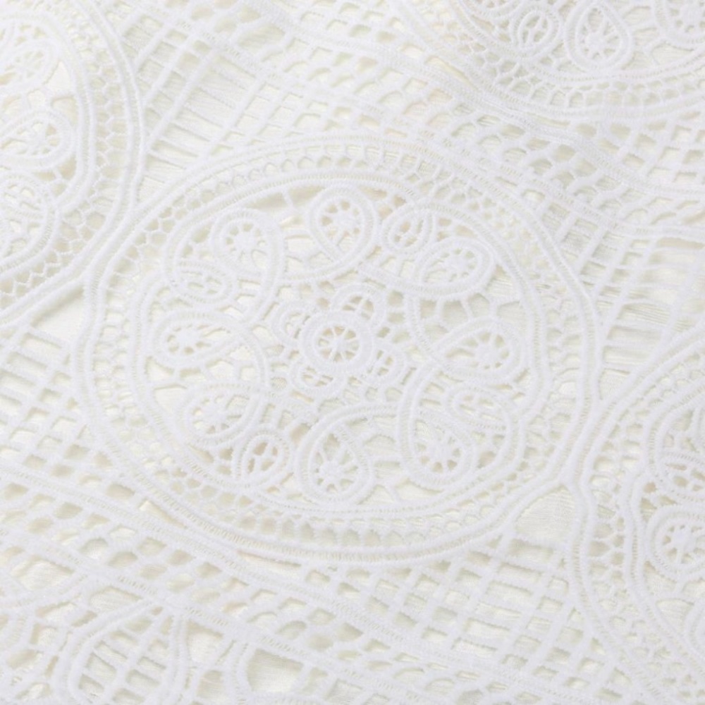 Boho Ivory Crochet Lace Dainty Midi Dress - Picture 4 of 5